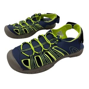 DSG Boys Caged Sandal Blue/Green Adjustable Strap Size 5 Bungee Lace Closure